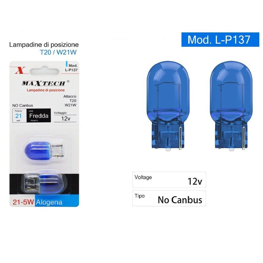 Trade Shop - Lampadine Posizione Auto T20 W21w 12v 21w Luce Fredda Alogena No Canbus L-p137 -
