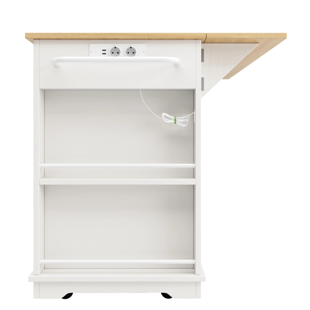 CREDENZA CUCINA 151,5x59,7x91,7 cm Bianco/Naturale con prese elettriche