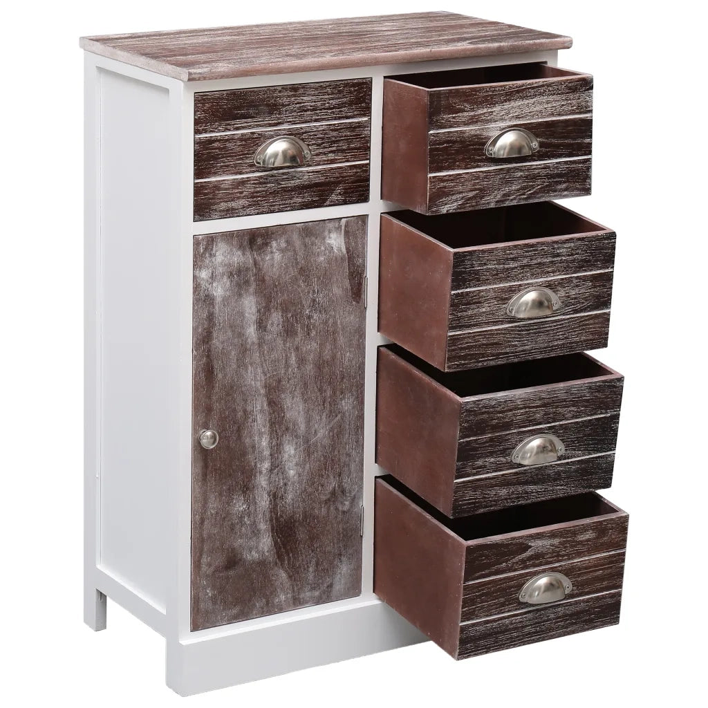 Credenza con 10 Cassetti Marrone 113x30x79 cm in Legno 284174