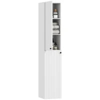 Mobiletto da Bagno a Parete con 6 Ripiani, Superficie Laccata, MDF, Bianco