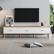 Mobile TV con 3 cassetti in truciolato bianco e naturale