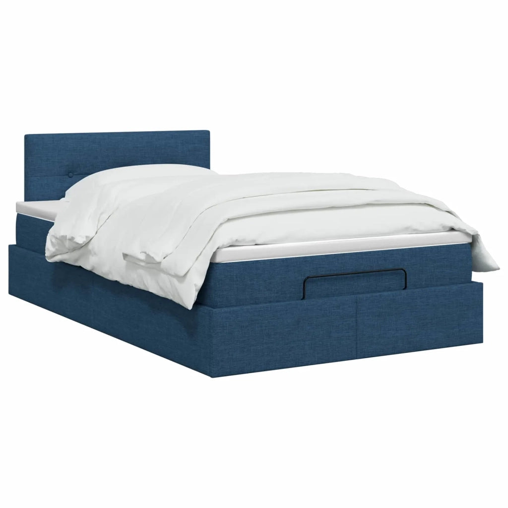 Letto ottomano con materasso Blu 120 x 200 cm Tessuto 3457486