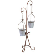 Supporto in metallo per 2 vasi rame 27,94x24,13x92,71h cm