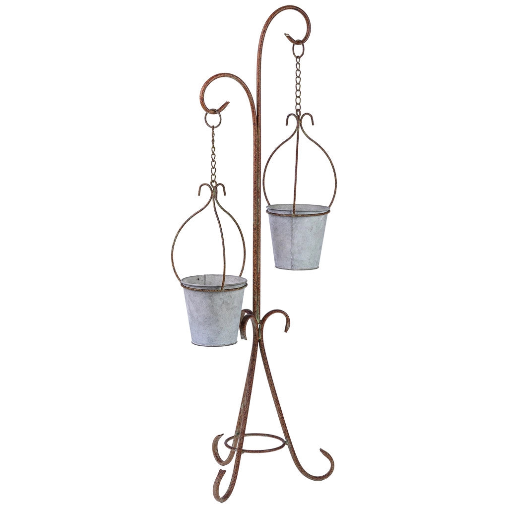 Supporto in metallo per 2 vasi rame 27,94x24,13x92,71h cm
