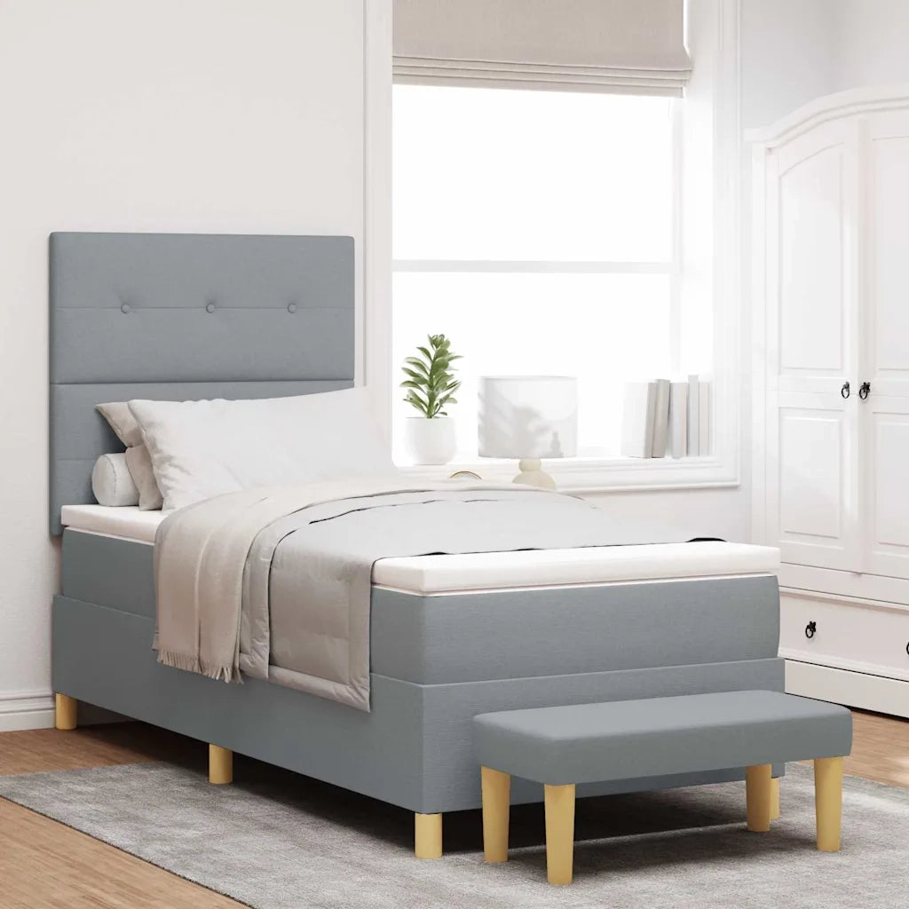 Letto a molle con materasso Grigio chiaro 100 x 200 cm Tessuto 3344275