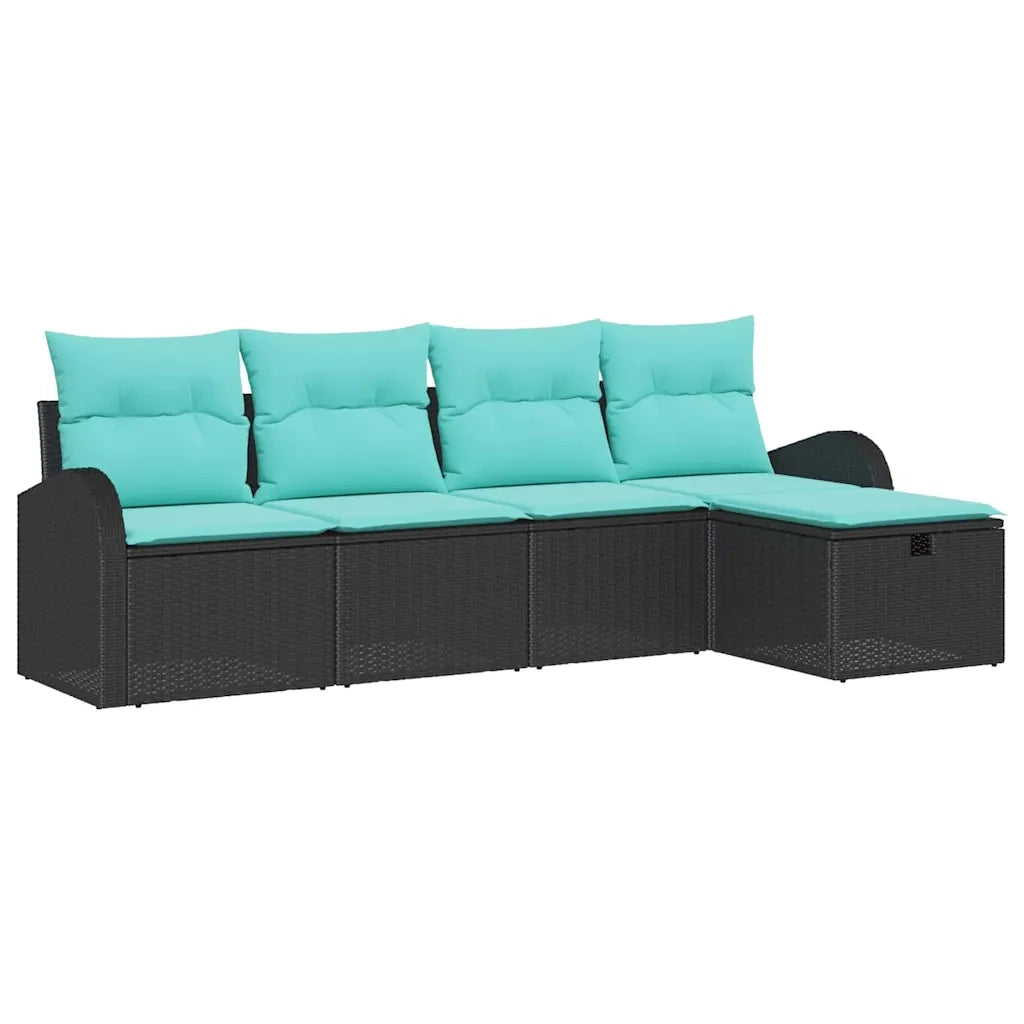 Set Divano da Giardino con cuscino 5 pcs Nero Poly Rattan 3360397