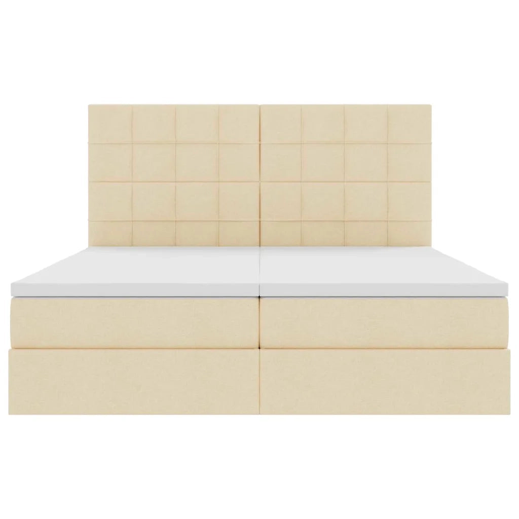 Letto con Contenitore con testiera Crema 200 x 200 cm Tessuto