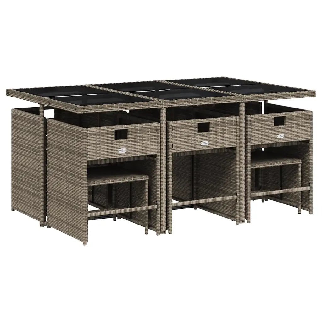 Set da Pranzo da Giardino 11pz con Cuscini in Polyrattan Grigio 3211148
