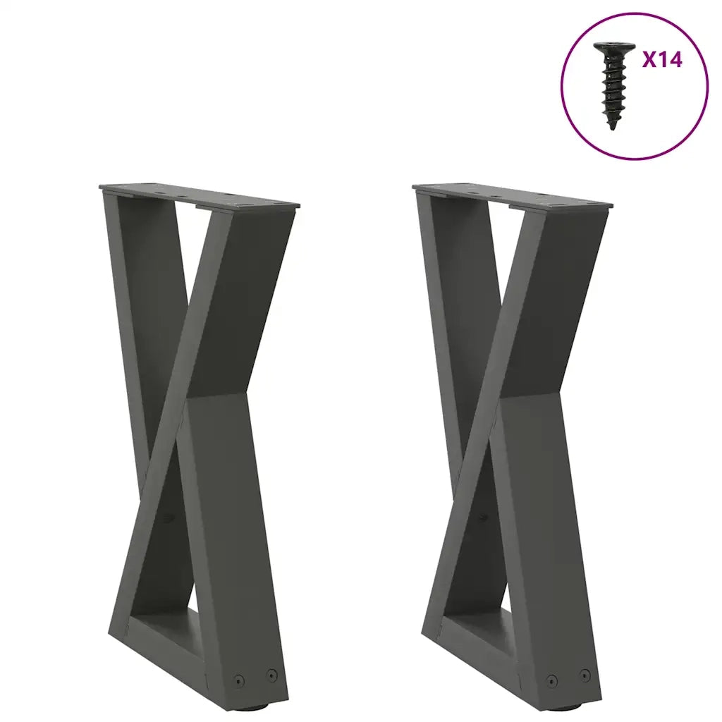 Gambe per tavolino 2 pz Antracite 38x(42-43,3) cm Acciaio