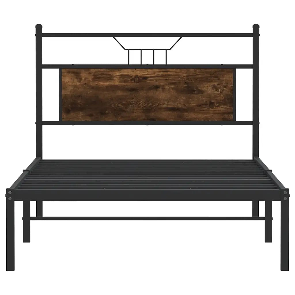 Letto singolo | Letto per adulti | Giroletto senza Materasso Rovere Fumo 100x190 cm in Truciolato