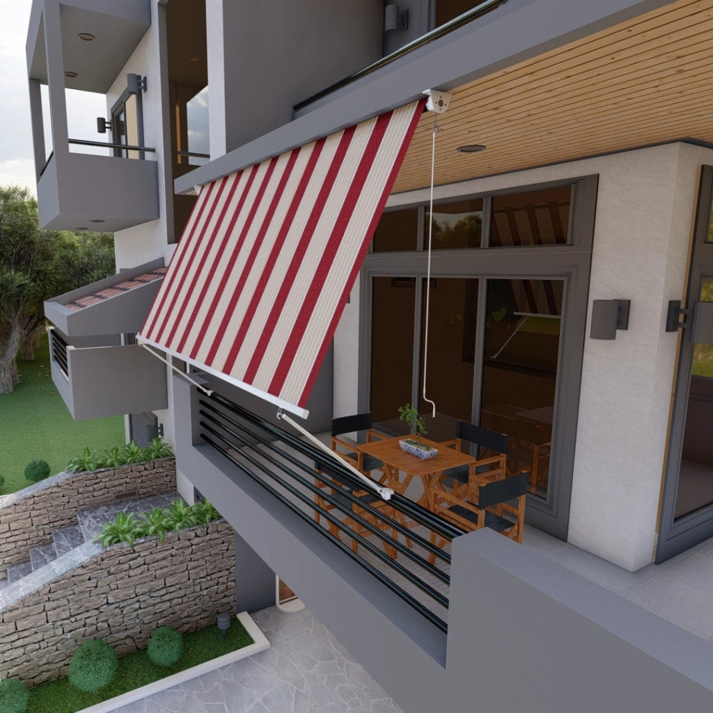 Tenda da sole a caduta con bracci per balcone terrazzo finestra 200cm Beige Bordeaux Golisa
