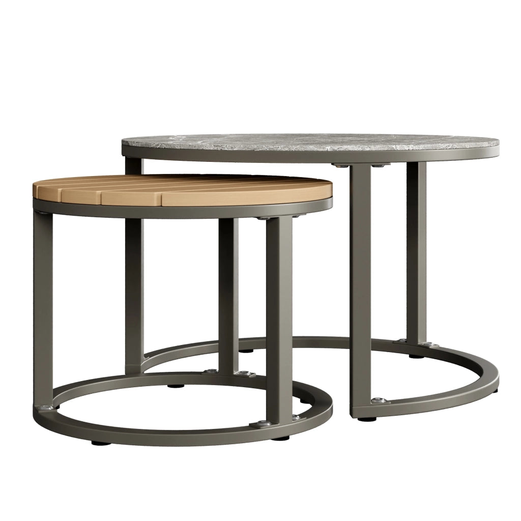 Salotto da giardino 123x68x86 cm; schienale alto e seduta profonda; metallo; grigio