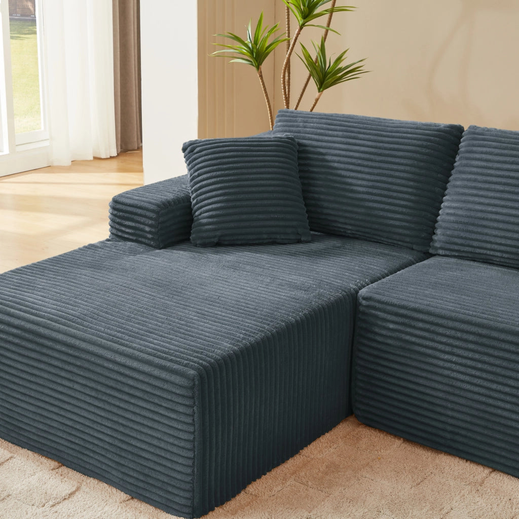 Divano modulare ad angolo a forma di L con schiuma memory e chaise longue oversize