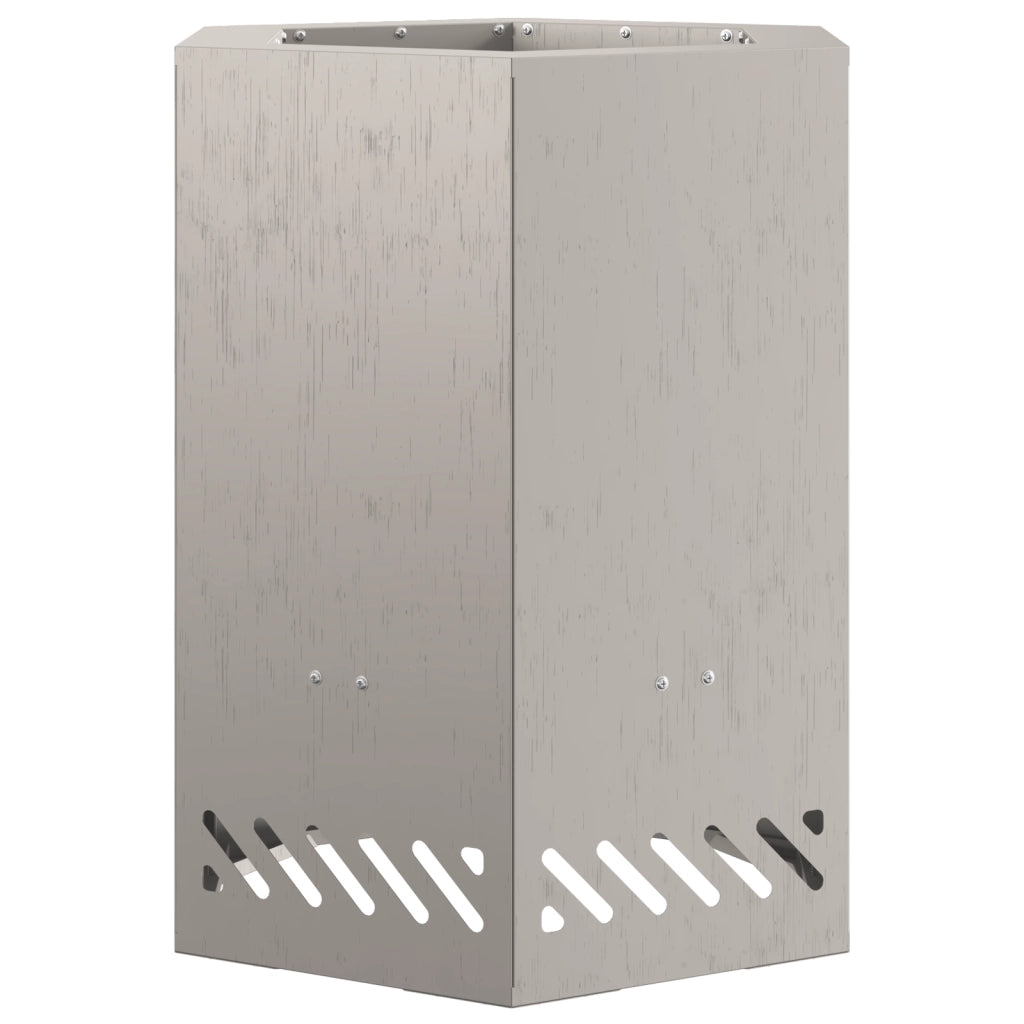 Braciere Senza Fumi Esagonale 38x38x51 cm Acciaio Invecchiato