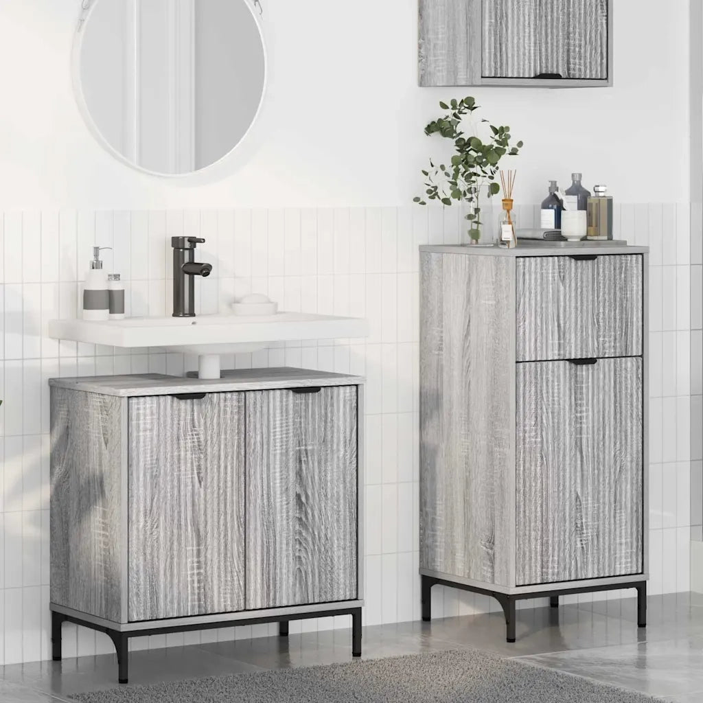 Set di mobili per il bagno con cassetto 2 pcs Grigio Sonoma 3393099