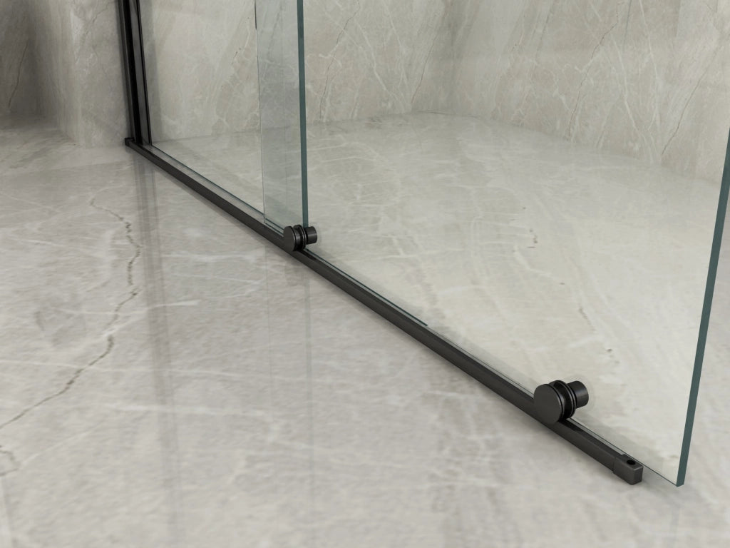 Parete doccia walkin nero scorrevole, cristallo 8mm trasparente 100cm H195cm Tevaglas Bluern