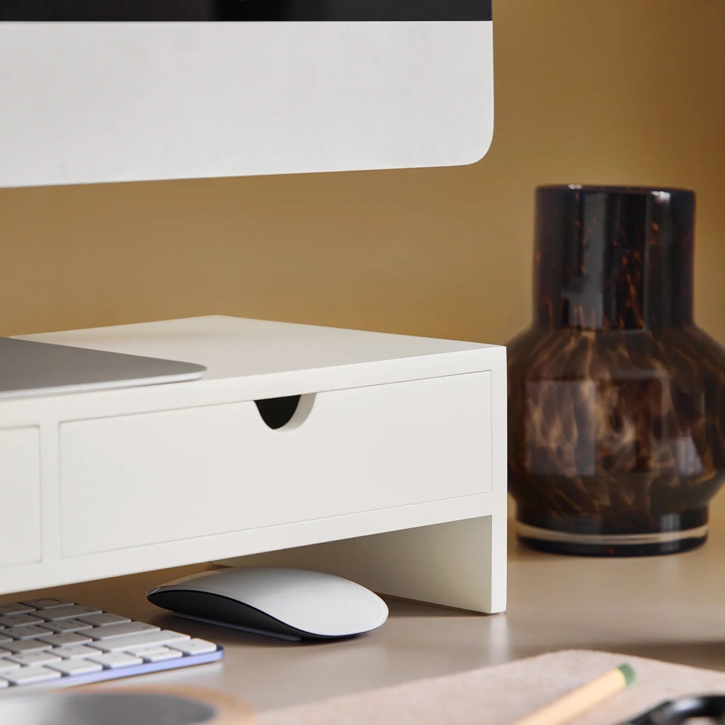 Supporto Monitor pc da scrivania Organizer scrivania Altezza 11 cm Bianco BBF02-W