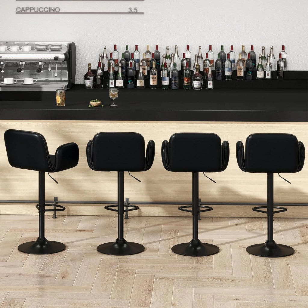 Set di 2 Sgabelli da Bar Girevoli, Sgabelli Moderni in Pelle Finta con Altezza Regolabile e Sedile Imbottito, Sedie con Braccioli e Poggiapiedi per Sala da Pranzo, Cucina e Pub