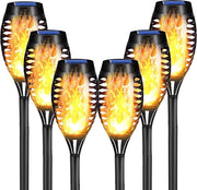 Decorazione estiva per esterno Lampada solare da giardino 6 pezzi 12 LED con effetto fiamma realistico IP65 impermeabile Fiaccole solari per sentiero illuminazione prato esterno (6 pezzi)