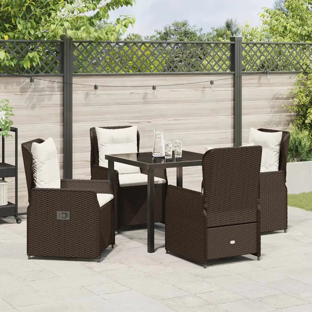 Set da Pranzo per Giardino 5 pcs Marrone polyrattan 3380947