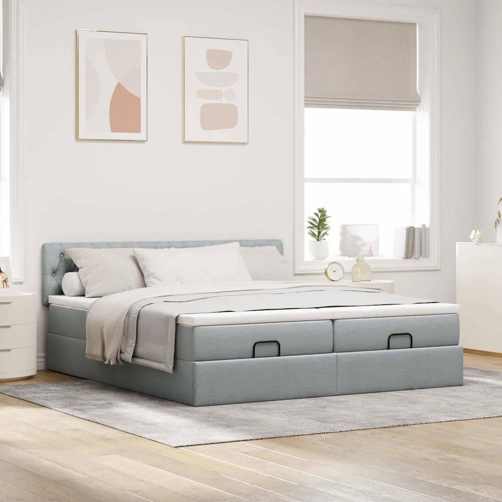 Struttura Letto Pouf con Materassi 160x200 cm in Tessuto 3312857