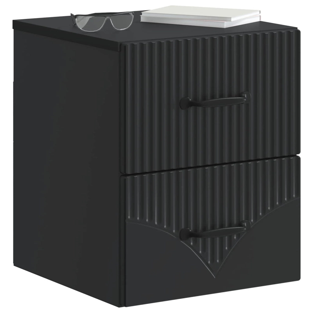 Mobiletto da notte a muro 2 pz Nero 34,5 x 33 x 40 cm 898978