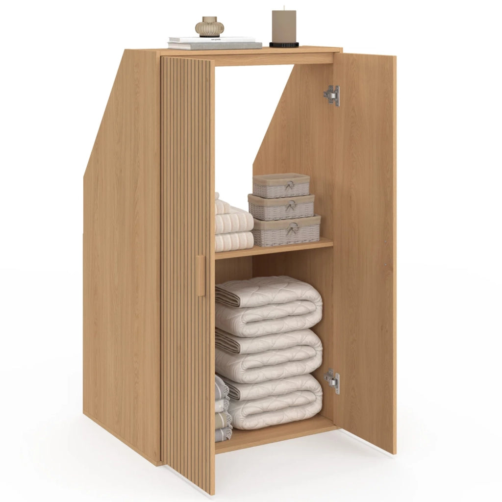 IDMarket - JULIETTE Armadio a 2 ante inclinate 60 x 50 x 70/110 cm con doghe in legno color rovere