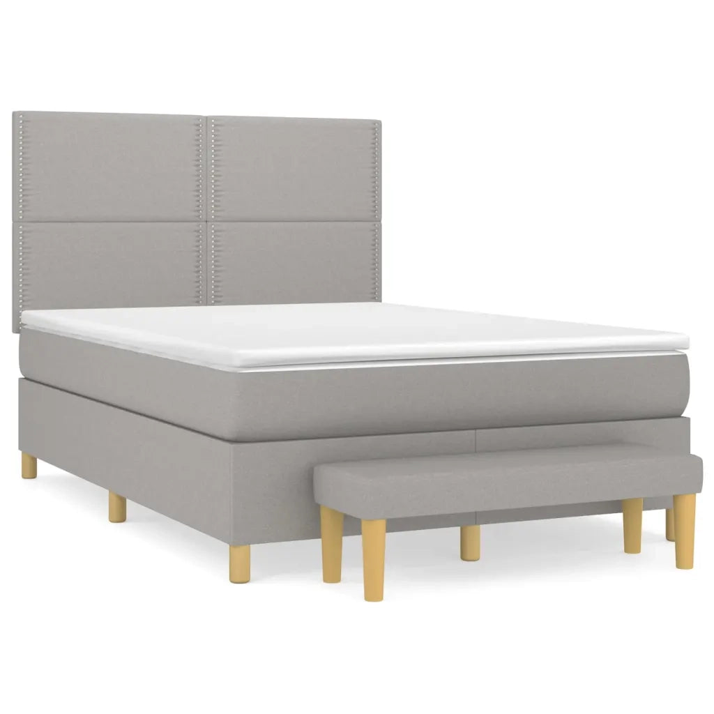 Giroletto a Molle con Materasso Grigio Chiaro 140x190cm Tessuto 3137069