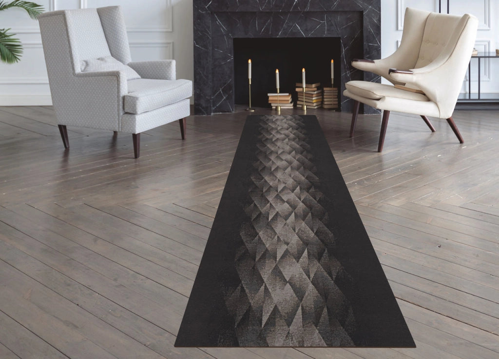 Tappeto Passatoia Tessuto Jacquard Linea Emozioni Disegno Diamante Nero - 57x90 - Nero