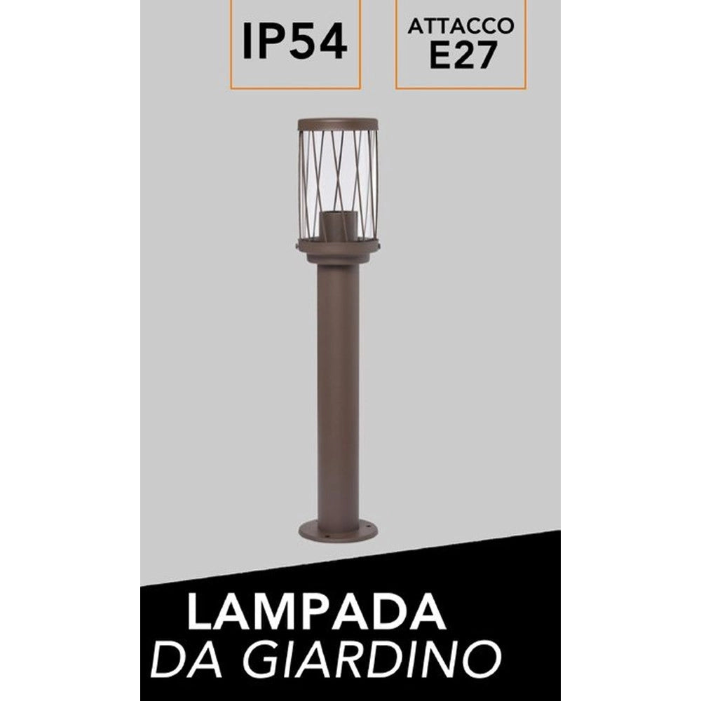 Trade Shop - Lampioncino Da Esterno In Alluminio Rosso Ruggine Da Giardino Moderno E27 Ip44 Pt-01 -