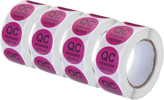 Etichette di inventario QC riparazione colore viola - 25 mm - per magazzino - 4 rotoli da 2000 pezzi