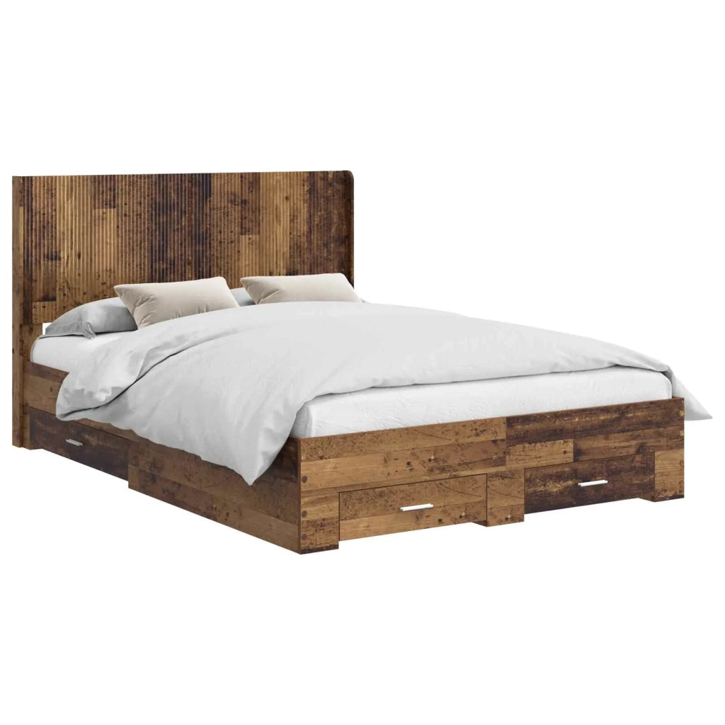 Struttura del letto con stoccaggio e testata Legno antico 3414139