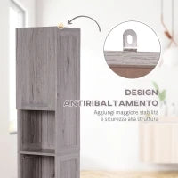 kleankin Colonna Bagno in MDF con 2 Armadietti e 2 Ripiani Aperti, 30x32x172.5 cm, color Legno