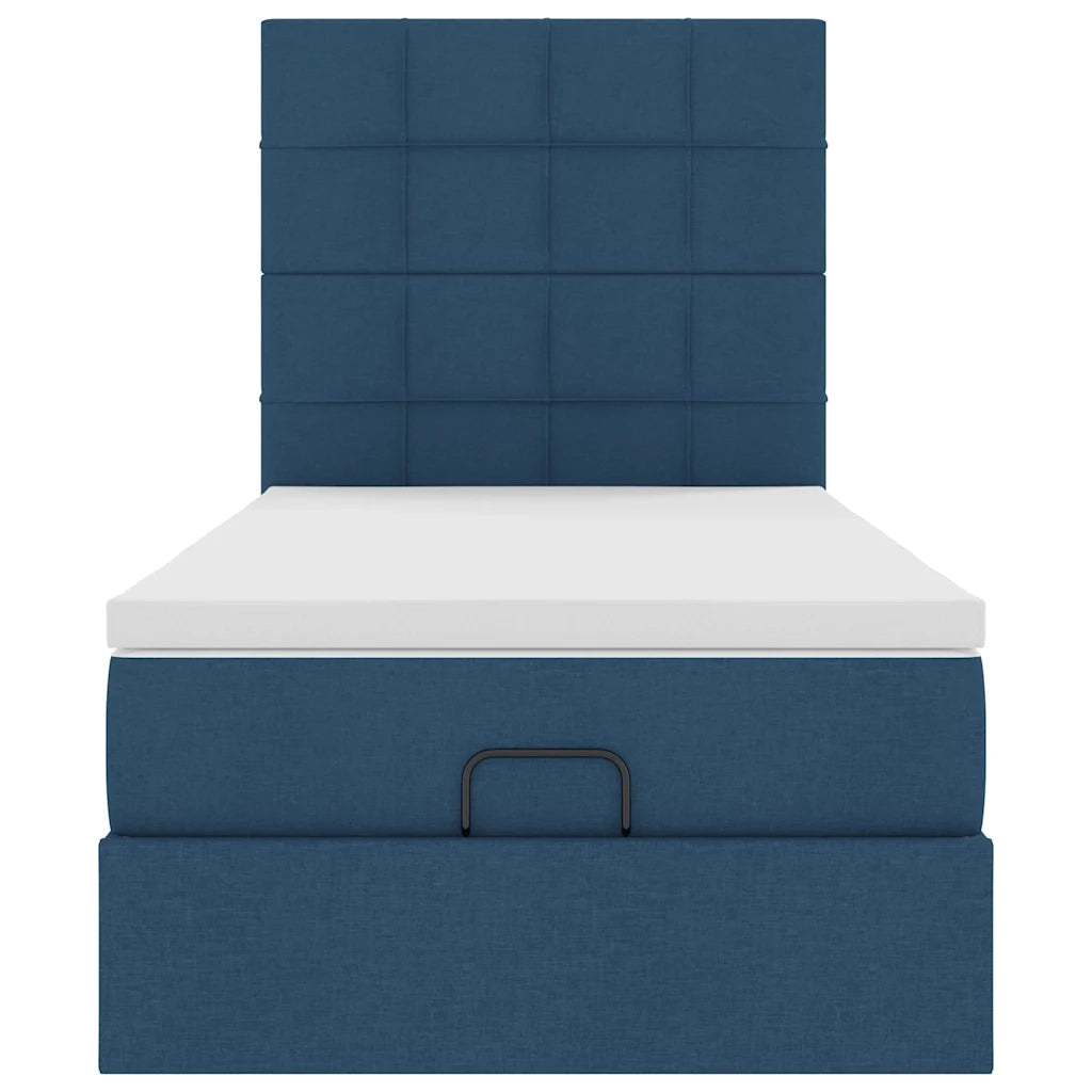 Pouf Letto con Materasso Blu 100x200 cm in Tessuto