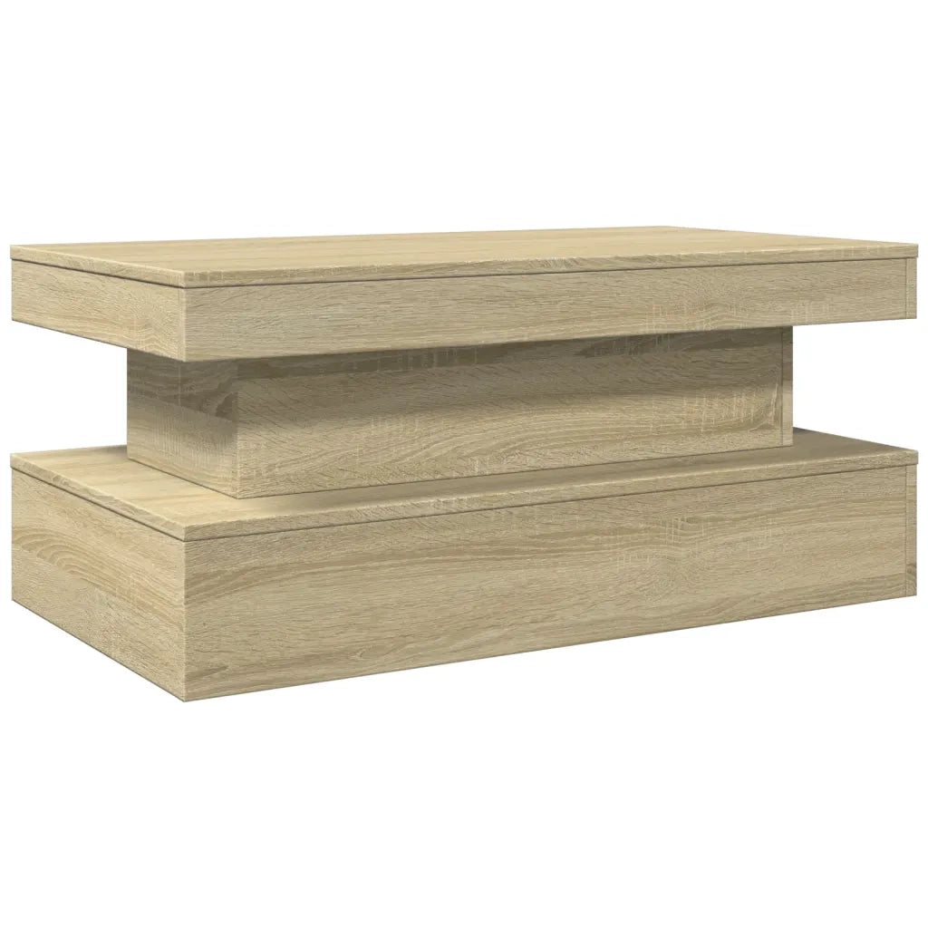 Tavolino da Soggiorno con Luci LED-Tavolino da Salotto-Tavolo Rovere Sonoma 90x50x40 cm 892333
