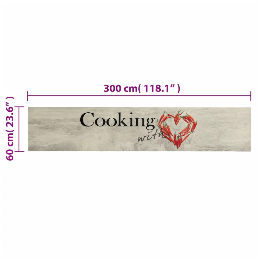 Moderno ed elegante tappeto da cucina lavabile 300 x 60 cm antiscivolo stampa peperoncino in velluto rosso 02_0056464