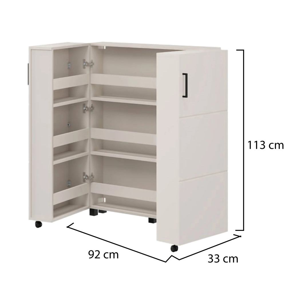 Mobile Portascarpe Ystad, Scarpiera 9 Ripiani, 92x33x113h cm Bianco Crema