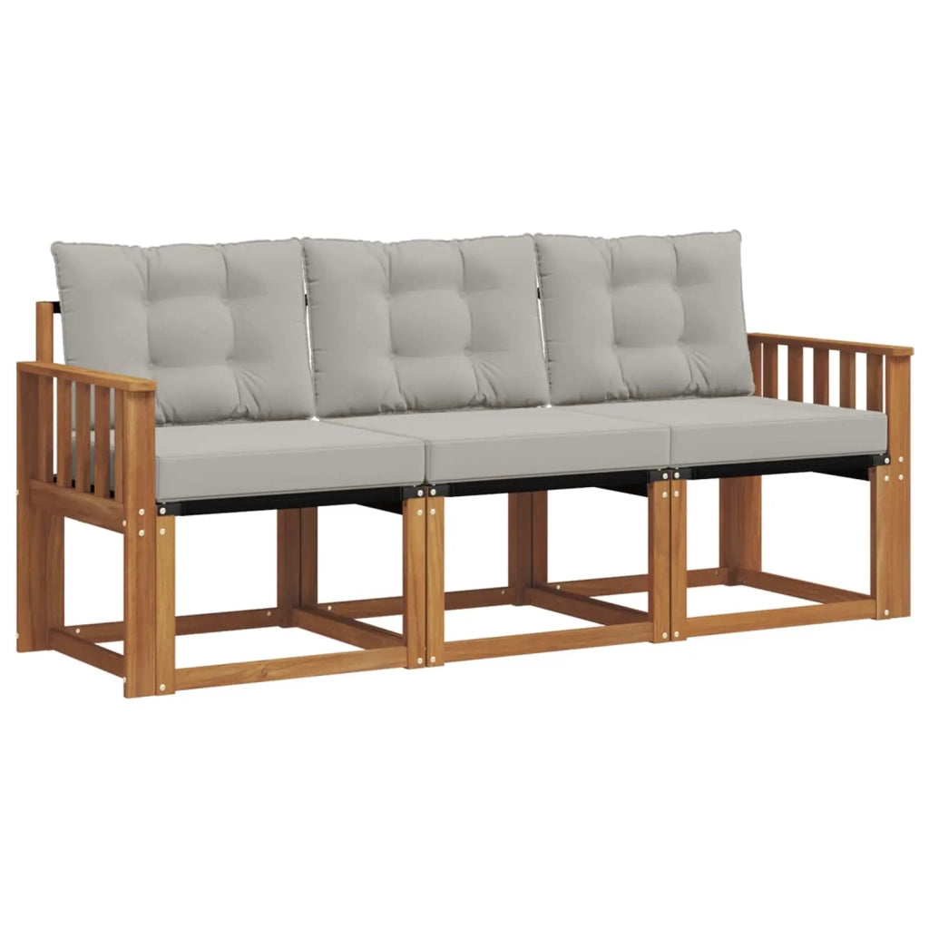 Set di divani da esterno 3 pcs Grigio Naturale e Chiaro 3368350
