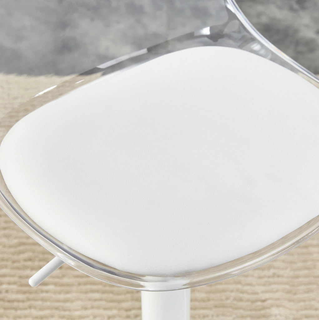 Set di 2 sgabelli da bar 51x49.5x50 cm regolabili con schienale trasparente in metallo e plastica bianco