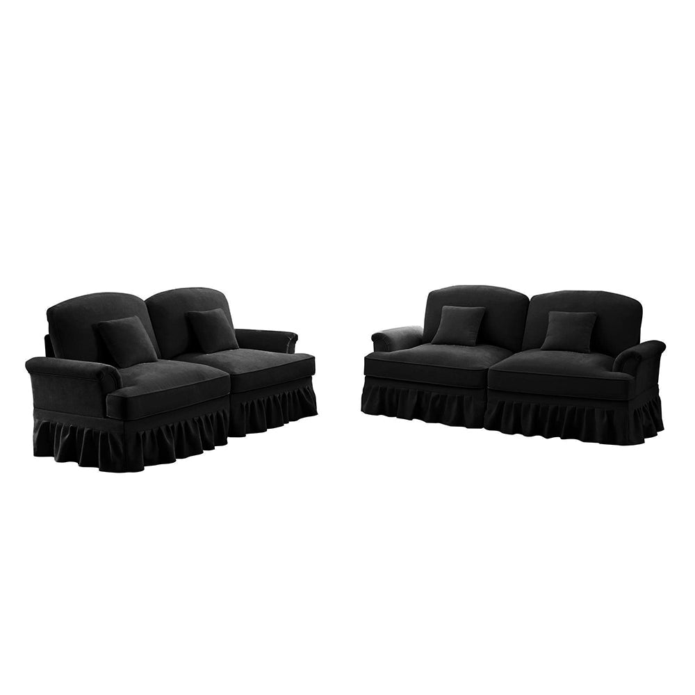 Divano angolare 2 posti - Xylo - Stile mid-century, chenille, nero