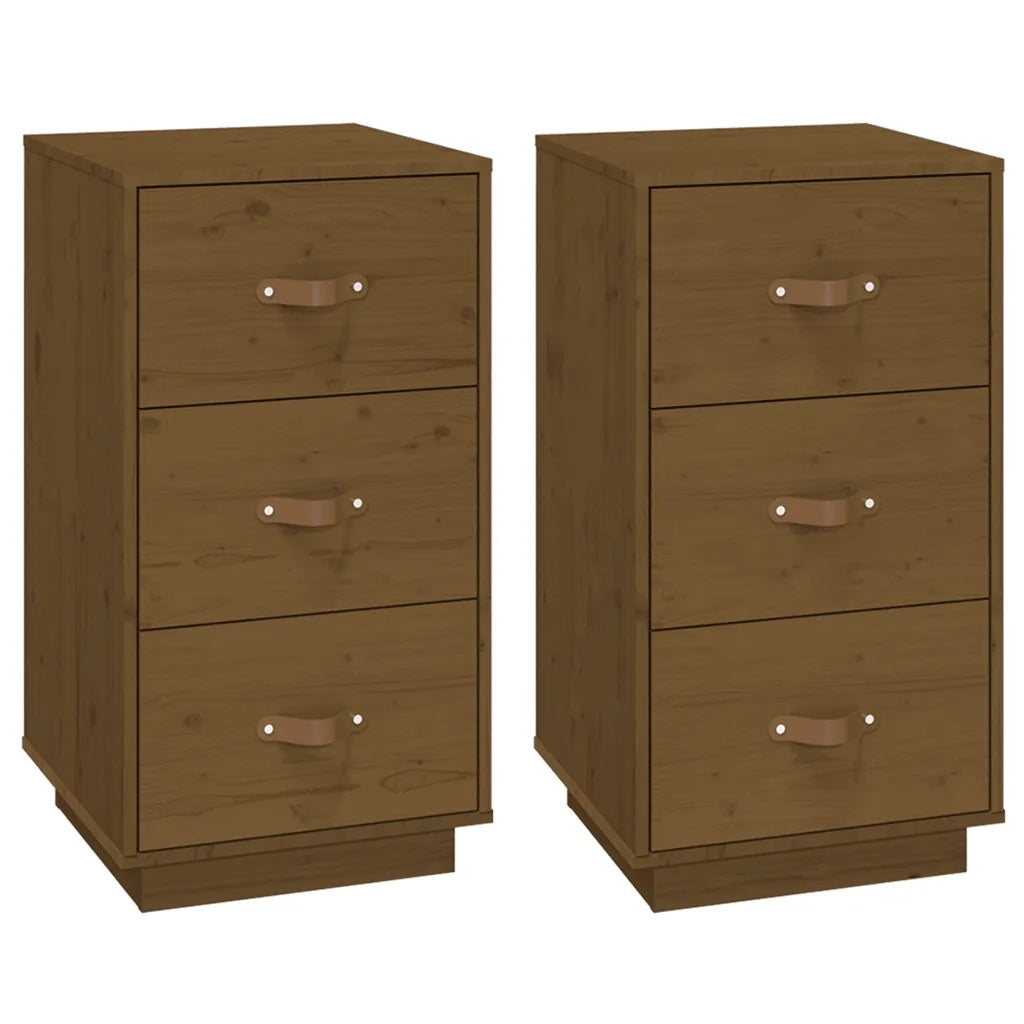   Comodini 2 pz Ambra 40x40x75 cm in Legno Massello di Pino