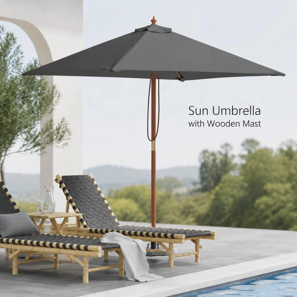 Parasol With Wooden Pole 150x200 Cm Anthracite