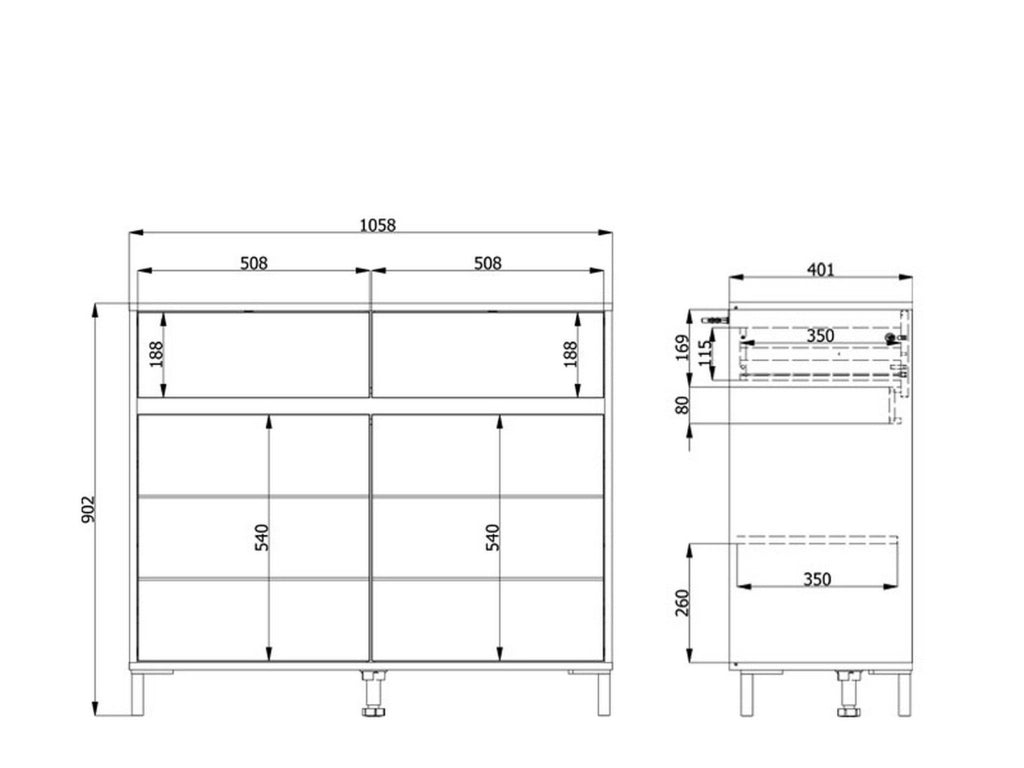 Madia Giarree, Credenza 2 Cassetti, 106x40x90h cm Marrone Rovere Nodi