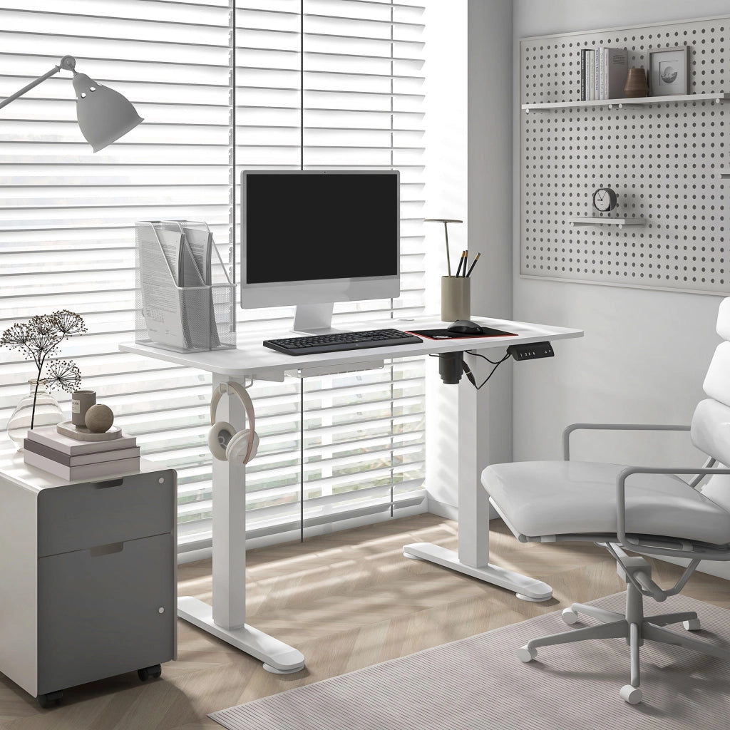 Scrivania in Legno ¨C Zephmum ¨C Bianco 120x60x72-116cm