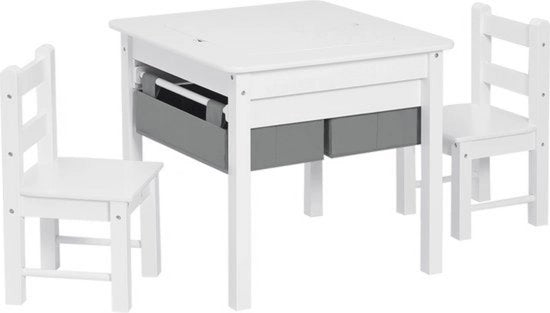 Tavolo per bambini con 2 sedie - costruzione in MDF robusta - moderno e divertente - adatto a ogni camera da bambino - sicuro e pratico - bianco