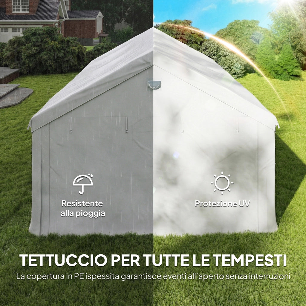 Tendone da Giardino 4x6 m ¨C zephmum ¨C Bianco, Acciaio, PE, 4 Pareti Laterali