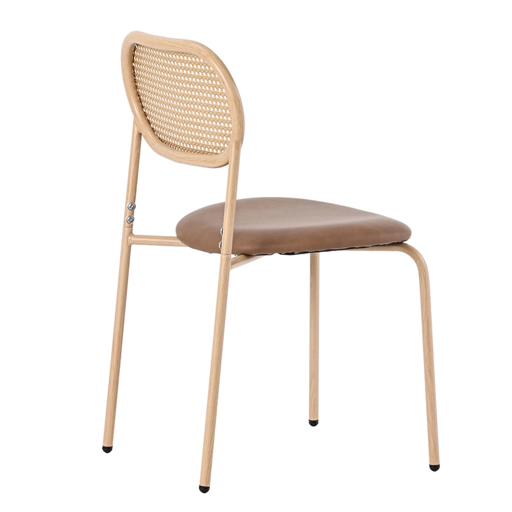 SEDIA da pranzo Set da 4 pezzi in Rattan, PU e Metallo Marrone