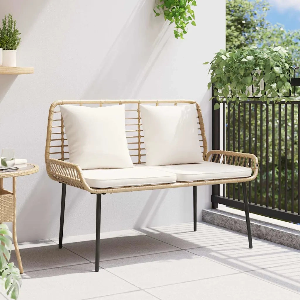 Panchina da giardino Marrone e Crema polyrattan 42010360