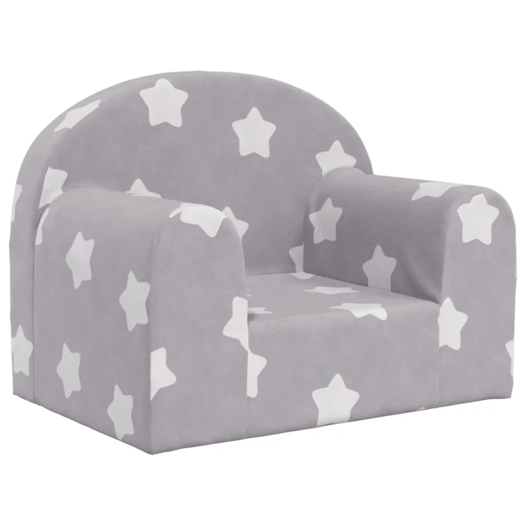 Divano per Bambini Grigio Chiaro con Stelle in Morbido Peluchecod mxl 86394