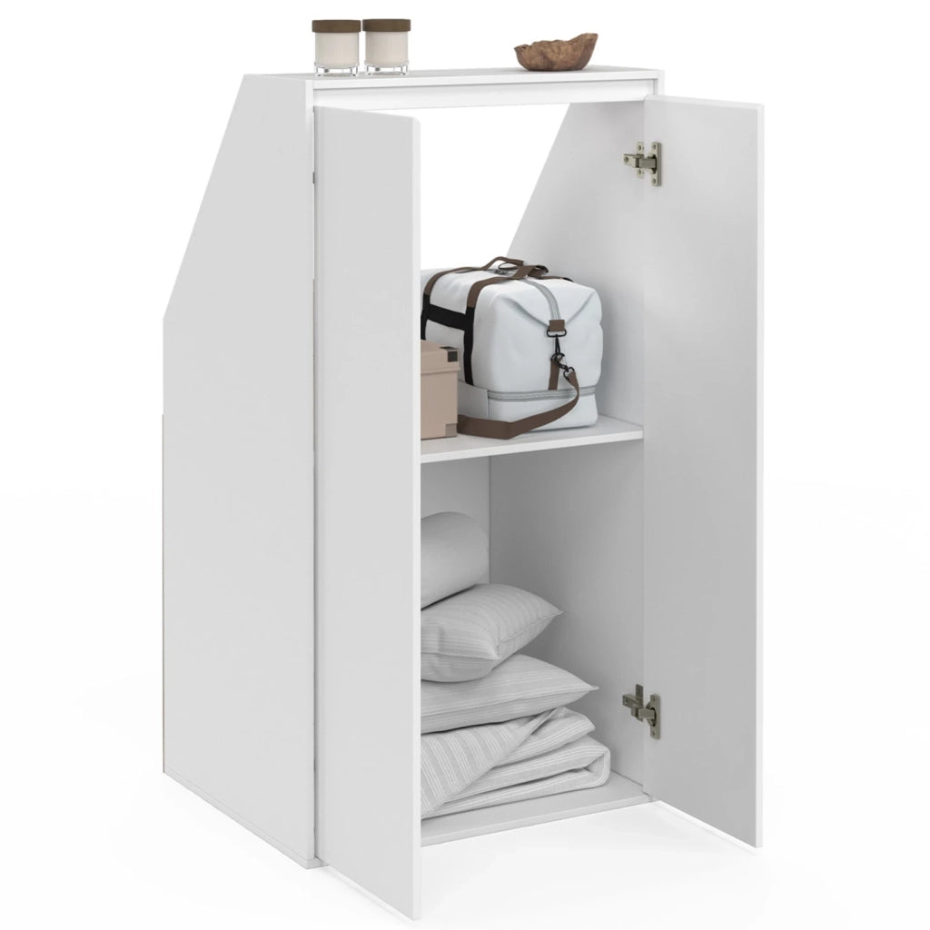 IDMarket - TOMI Armadio a 2 ante inclinate 60 x 50 x 110/70 cm bianco